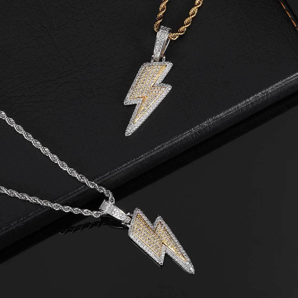 Iced Out Two Tone Bolt Pendant