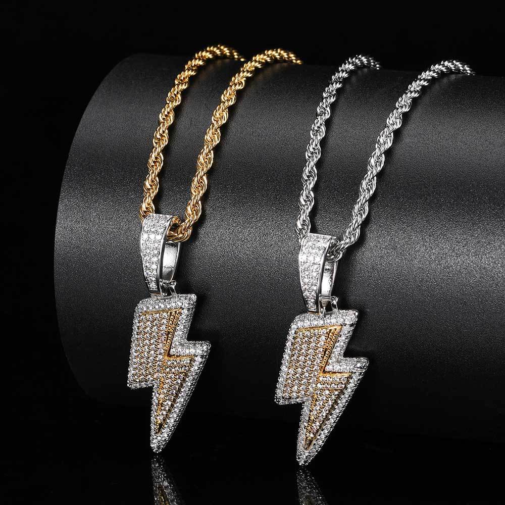 Iced Out Two Tone Bolt Pendant