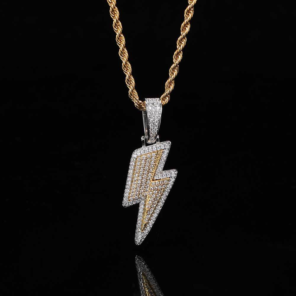 Iced Out Two Tone Bolt Pendant