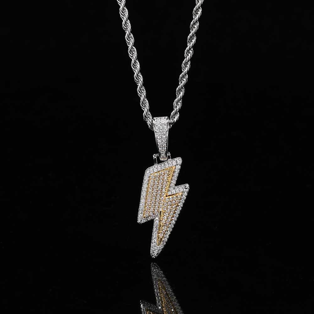 Iced Out Two Tone Bolt Pendant