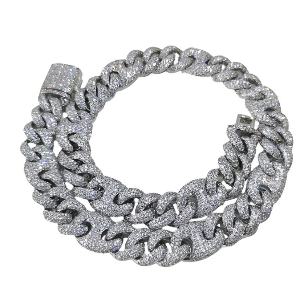 Iced Out 15mm Three To One Pig Nose Bubble Chain Necklace 2
