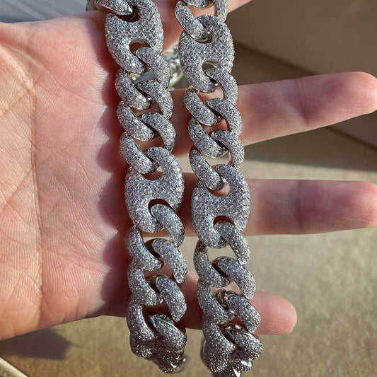 Iced Out 15mm Three To One Pig Nose Bubble Chain Necklace 2