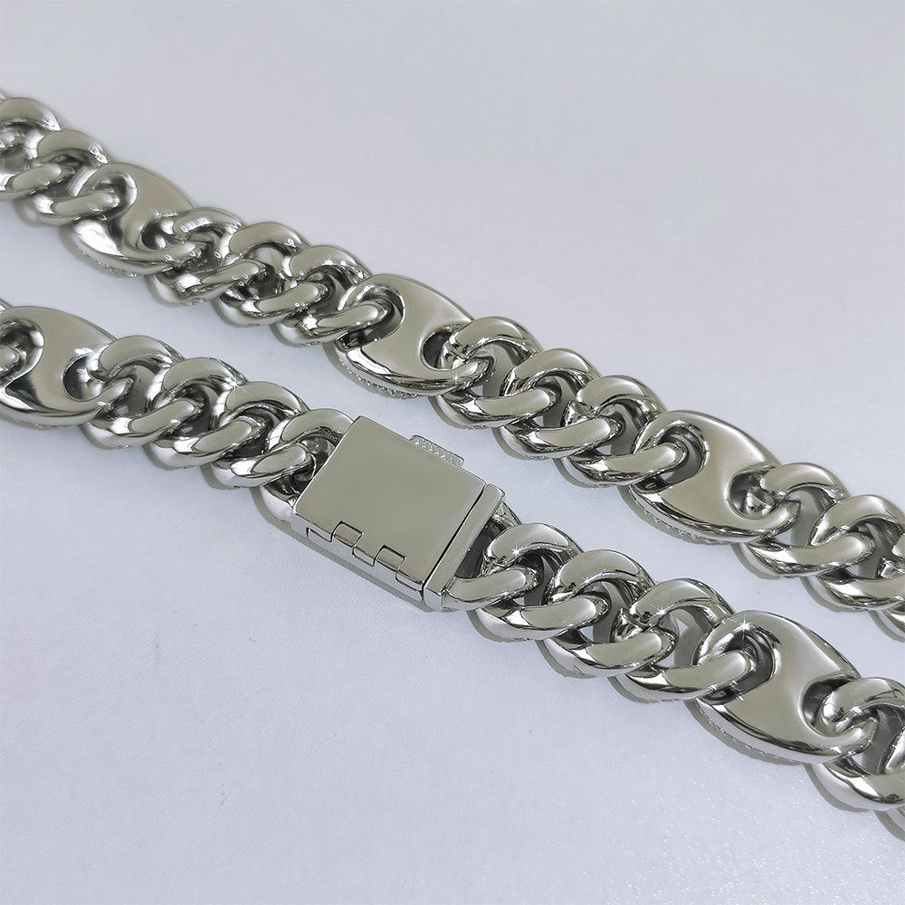Iced Out 15mm Three To One Pig Nose Bubble Chain Necklace 2