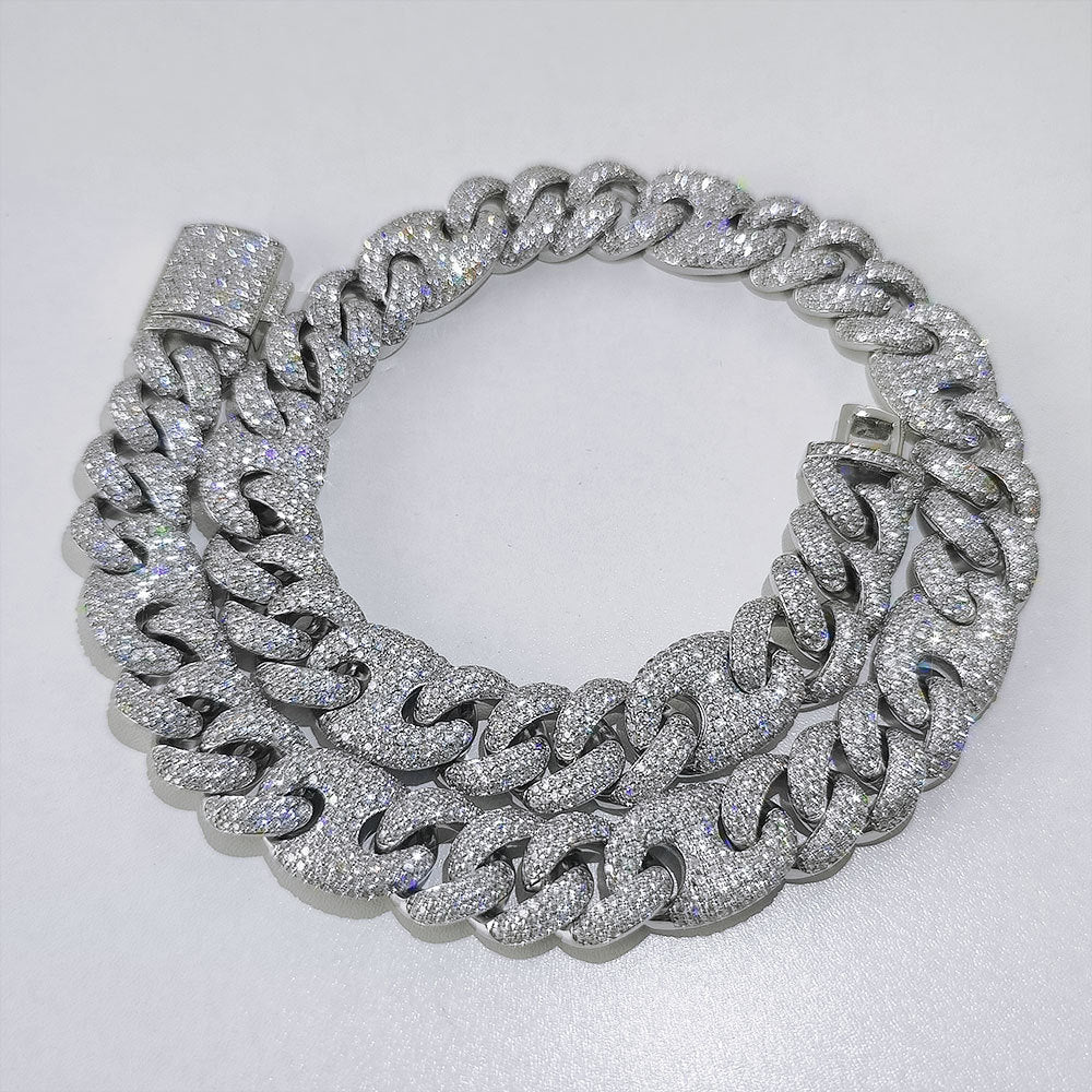 Iced Out 15mm Three To One Pig Nose Bubble Chain Necklace 2