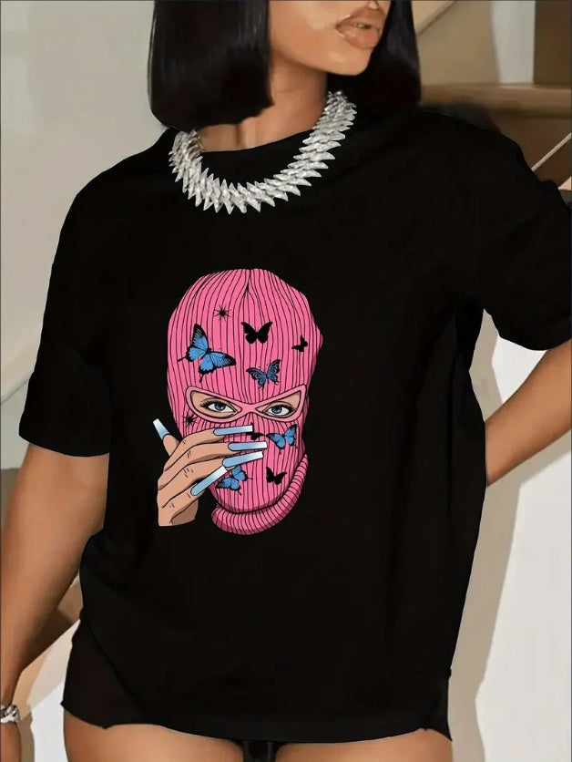 Pink Ski Mask T-Shirt - Womens - DATNEWDRIP