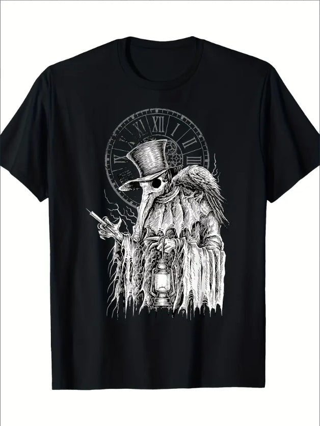 Plague Doctor Kills Virus With Crow T-shirt - Mens - DATNEWDRIP