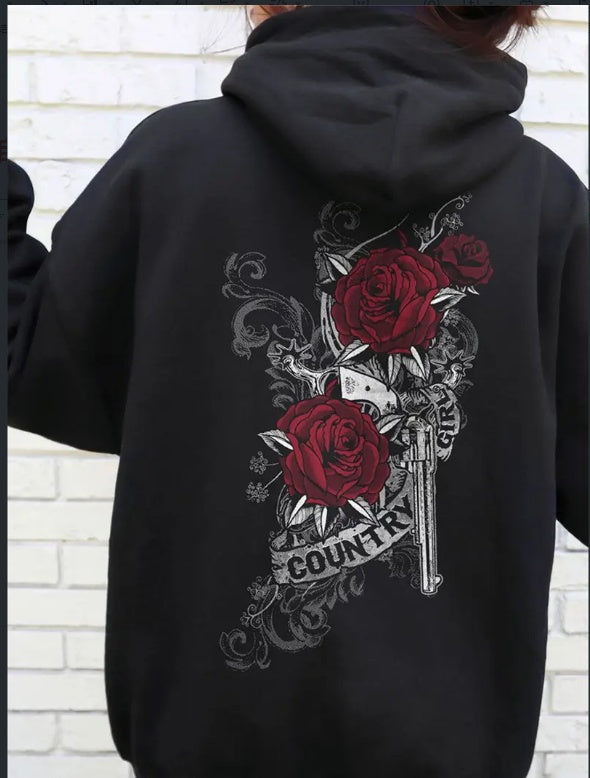Rose & Six Shooter Hoodie - Womens - DATNEWDRIP