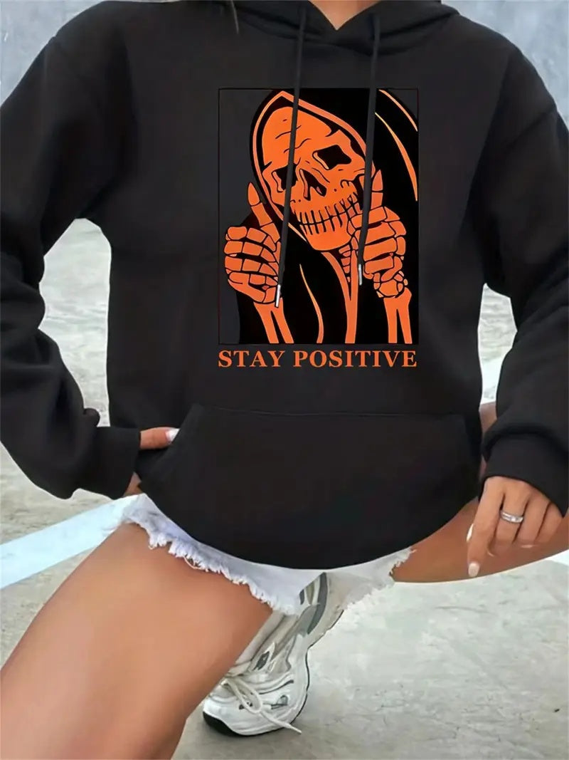 Stay Positive Reaper Hoodie - Womens - DATNEWDRIP