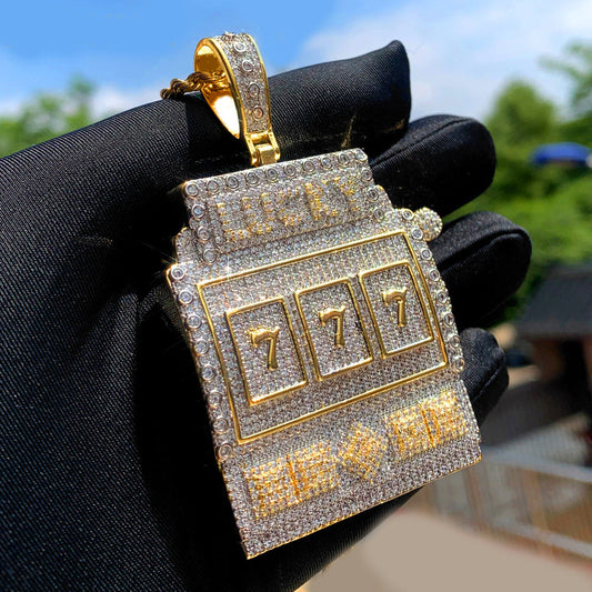 Iced Out Frosty Lucky 777 Pendant - DATNEWDRIP