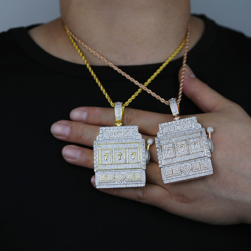 Iced Out Frosty Lucky 777 Pendant - DATNEWDRIP