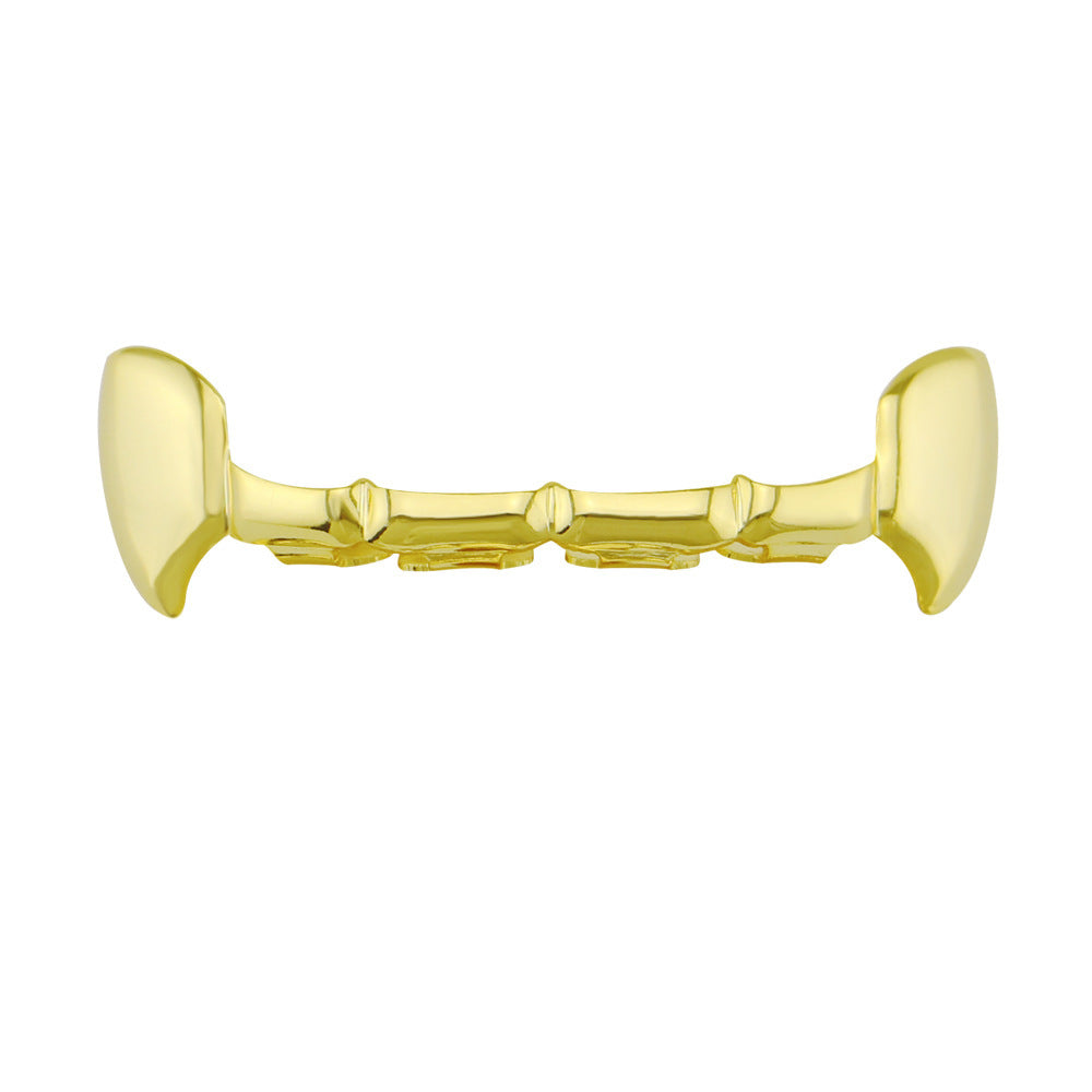 DatNewDrip gold upper fang grillz for teeth custom fit shiny hip hop dental accessory