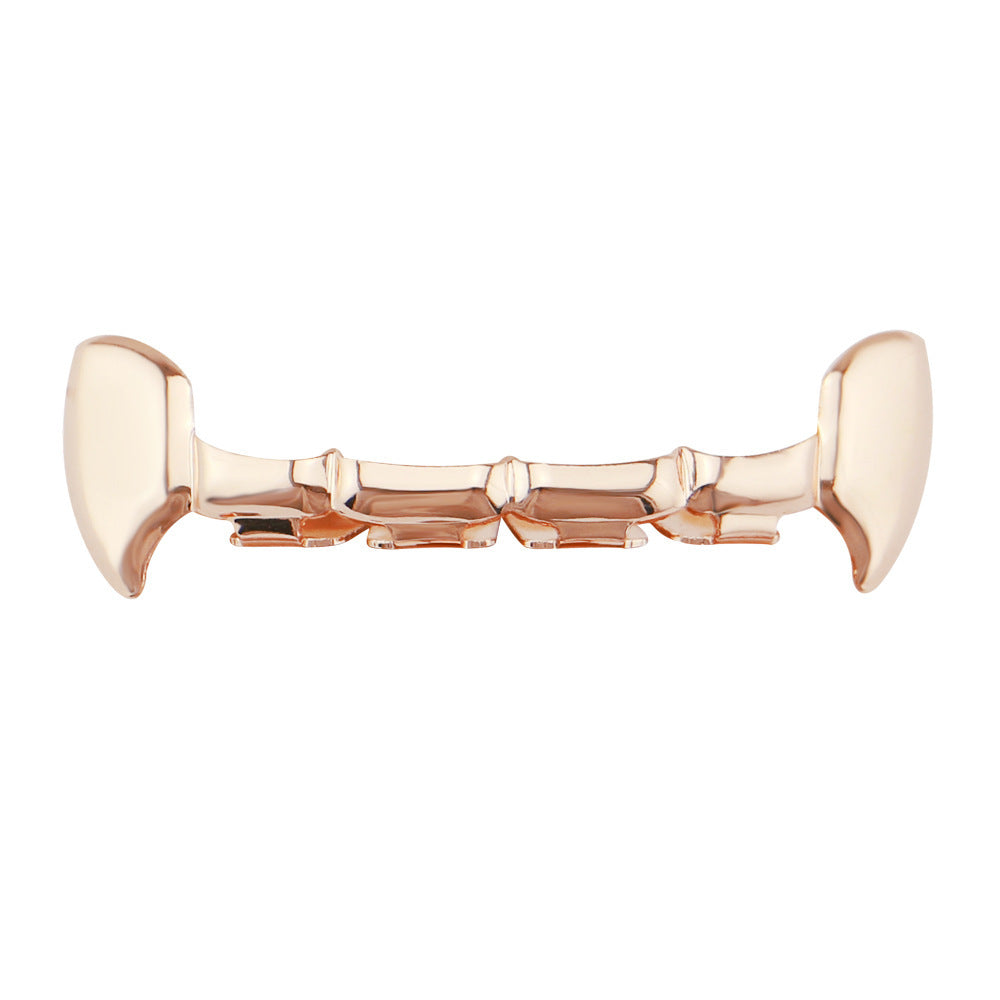 DatNewDrip rose gold fang grillz for teeth full lower set custom fit polished finish