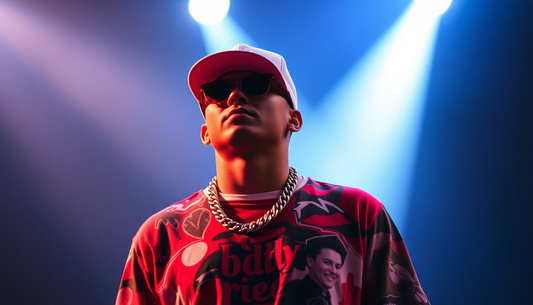 a hip hop artist wearing cuban link chains on stage at a concert