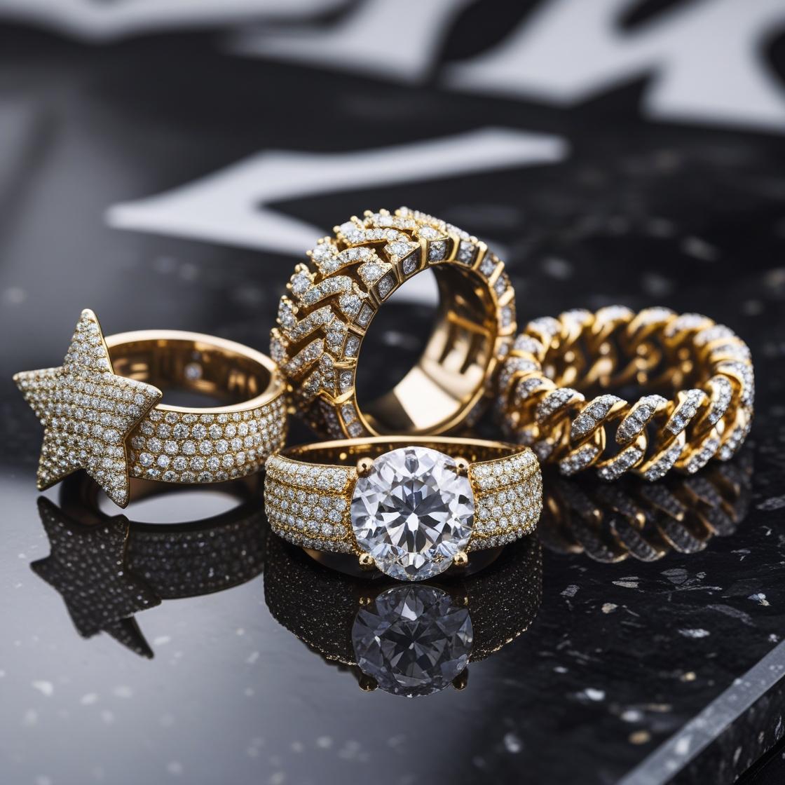 Oversized Rings collection featuring bold lion and skull designs with sparkling stones in gold and silver tones