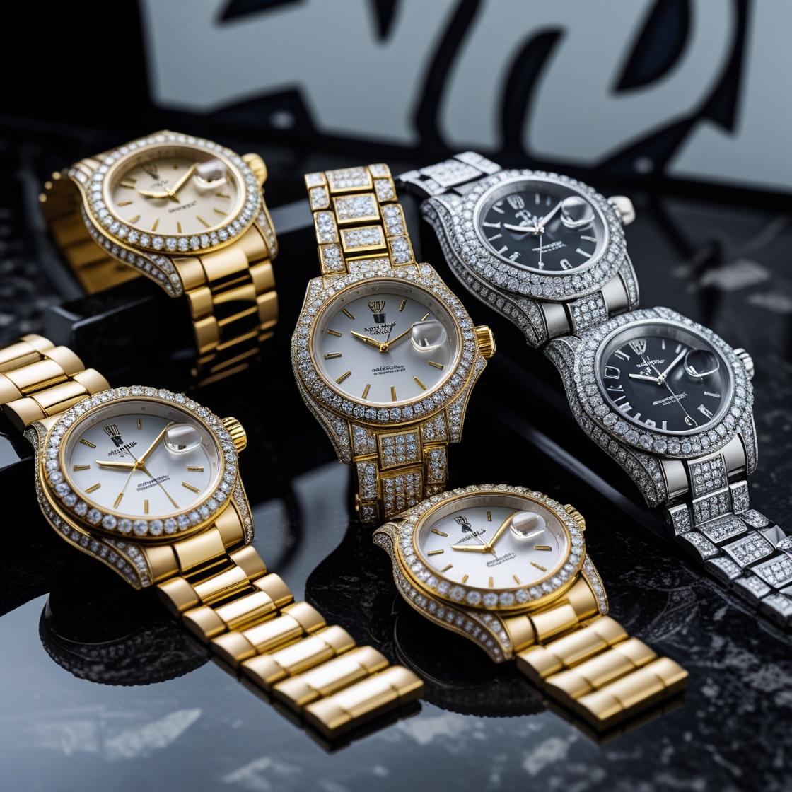 Hip-hop luxury watches iced out with diamonds and blue dials for bold style and statement making