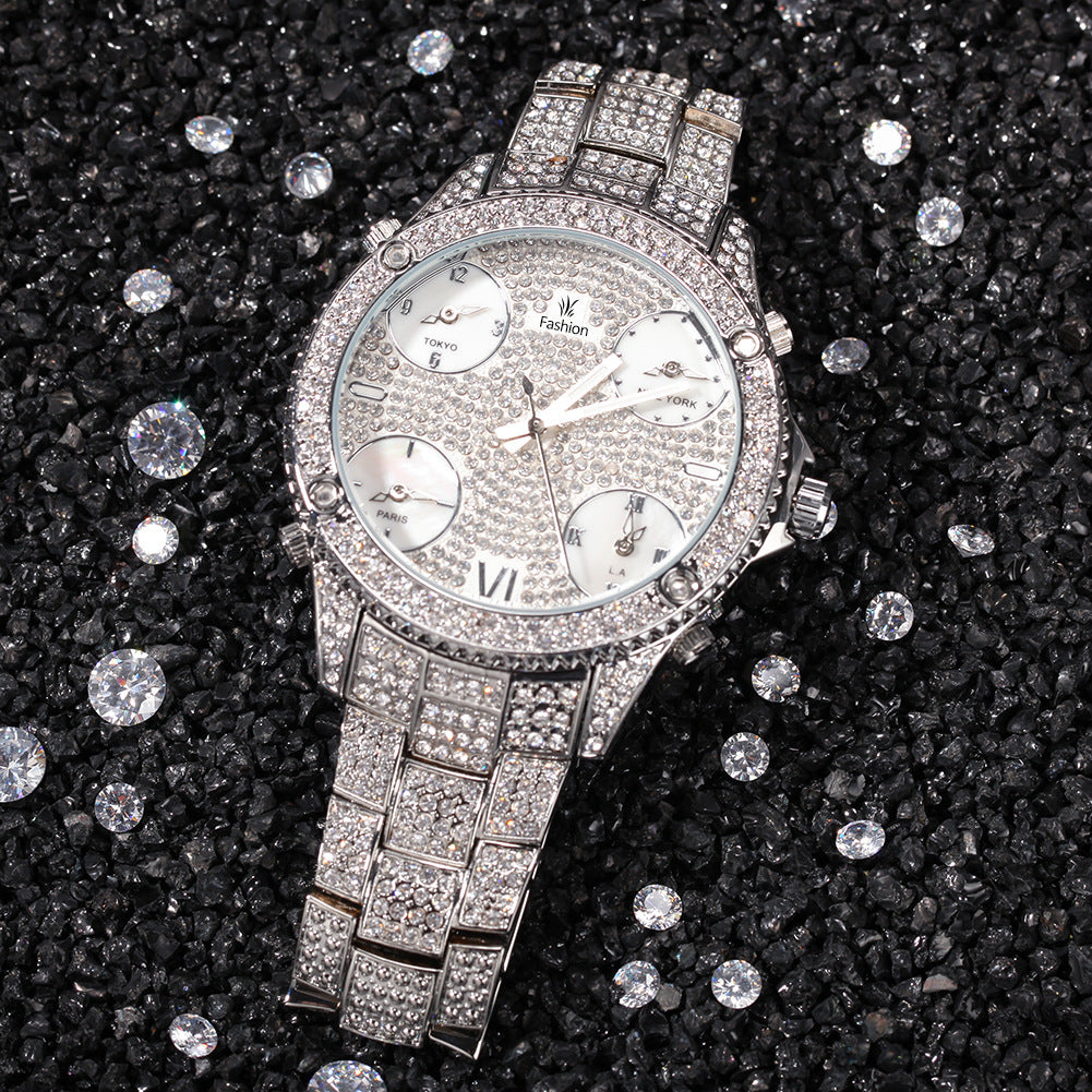 New Full Diamond Large Dial Hip-hop Men's Watches