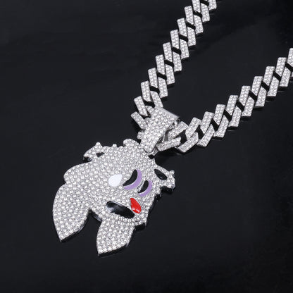Iced Out Magic Hat Rabbit Head Pendant Necklace High-grade Cuban Chain Necklace Included
