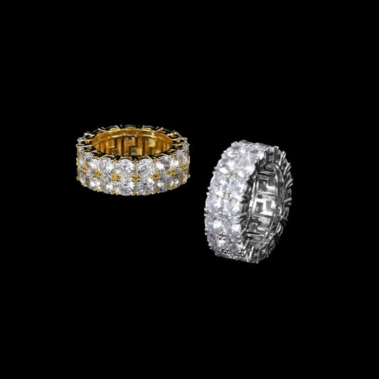 Hip Hop Jewelry Double Row Ring Fashion Full Diamonds