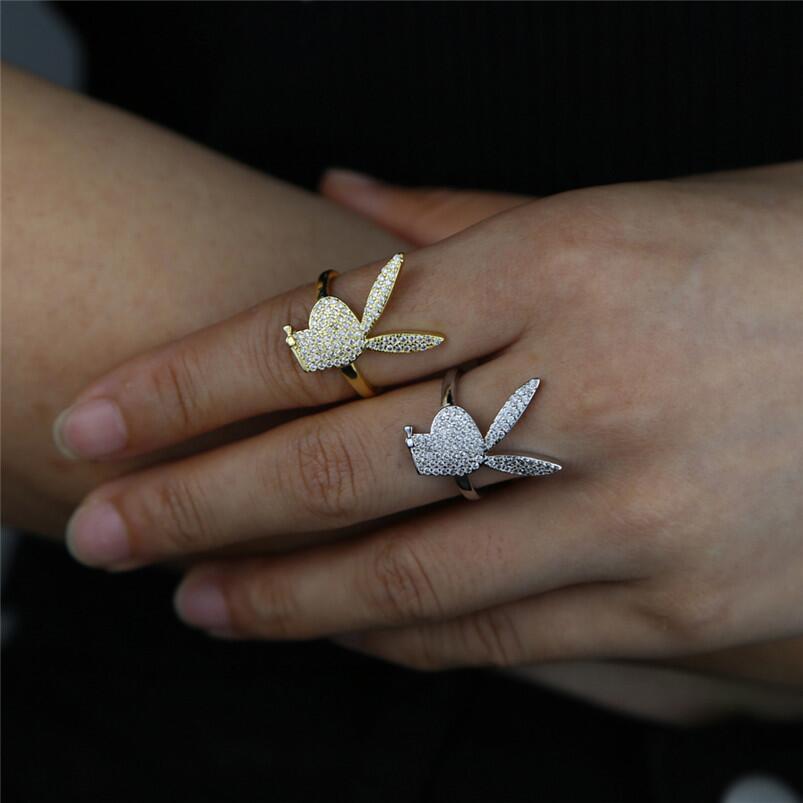 Personalized Rabbit Micro-Set Opaline Rock Hip-Hop Ring