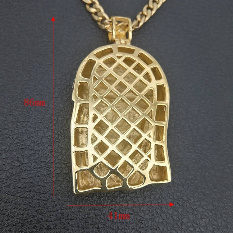 Hip Hop Ear Accessories Titanium Steel Gold Plated Diamond Pendant Necklace