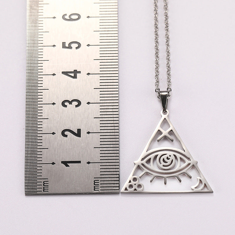 Men's Hip Hop Pyramid Eye Of Horus Triangle Stainless Steel Necklace