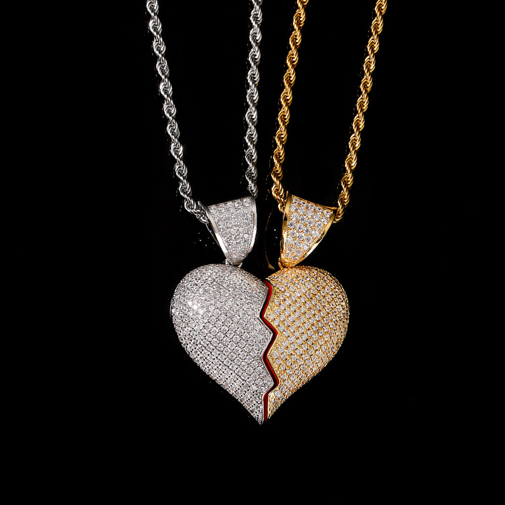 Two Half Heartbreak Combination Hip Hop Pendant Love Couple Necklace