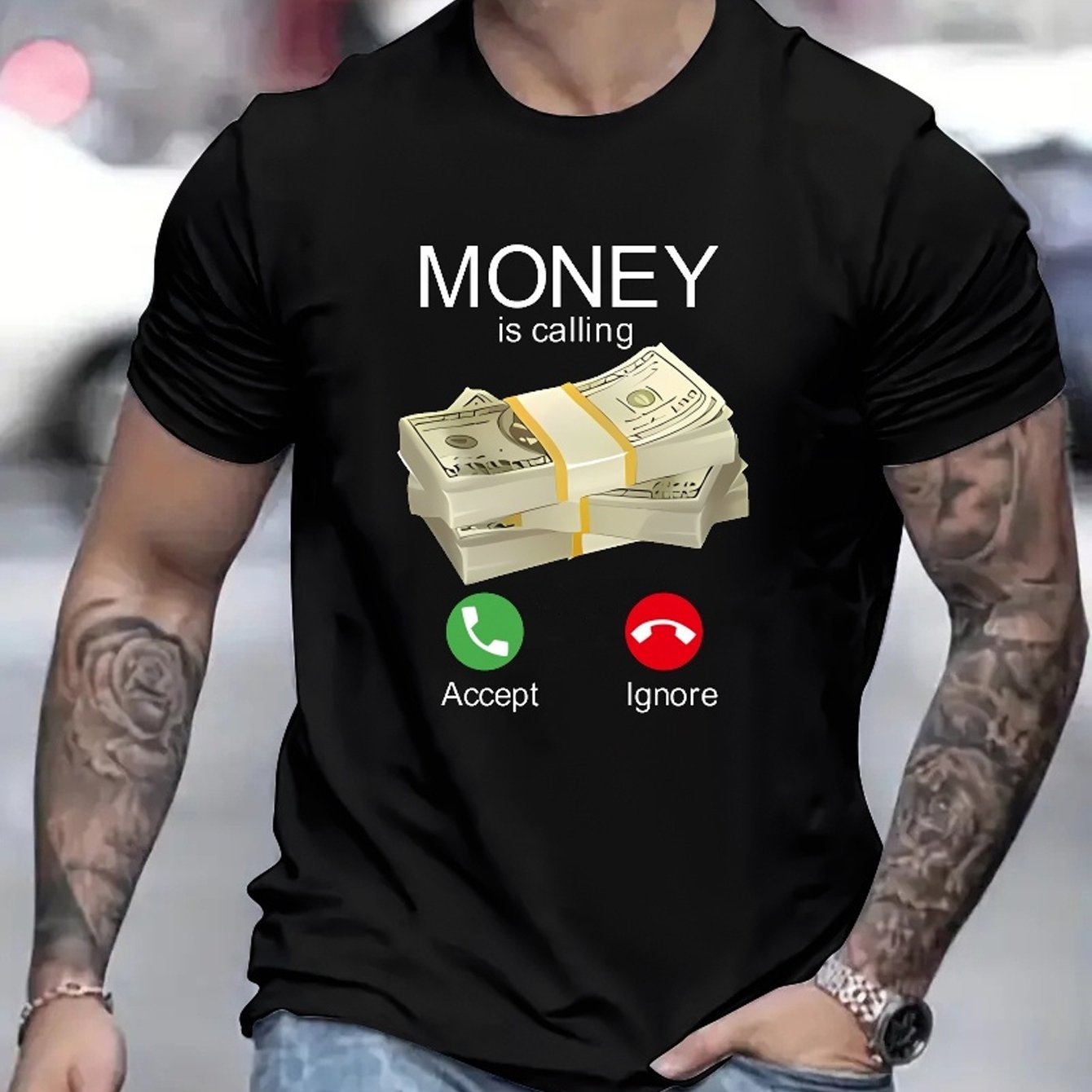 Money Is Summoning Printed T-shirts, Men's T-shirts, Summer Casual Short Sleeved T-shirts