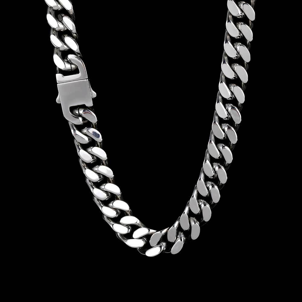 Hip Hop Stainless Steel Encrypted Four Sides Grind Cuban Chain