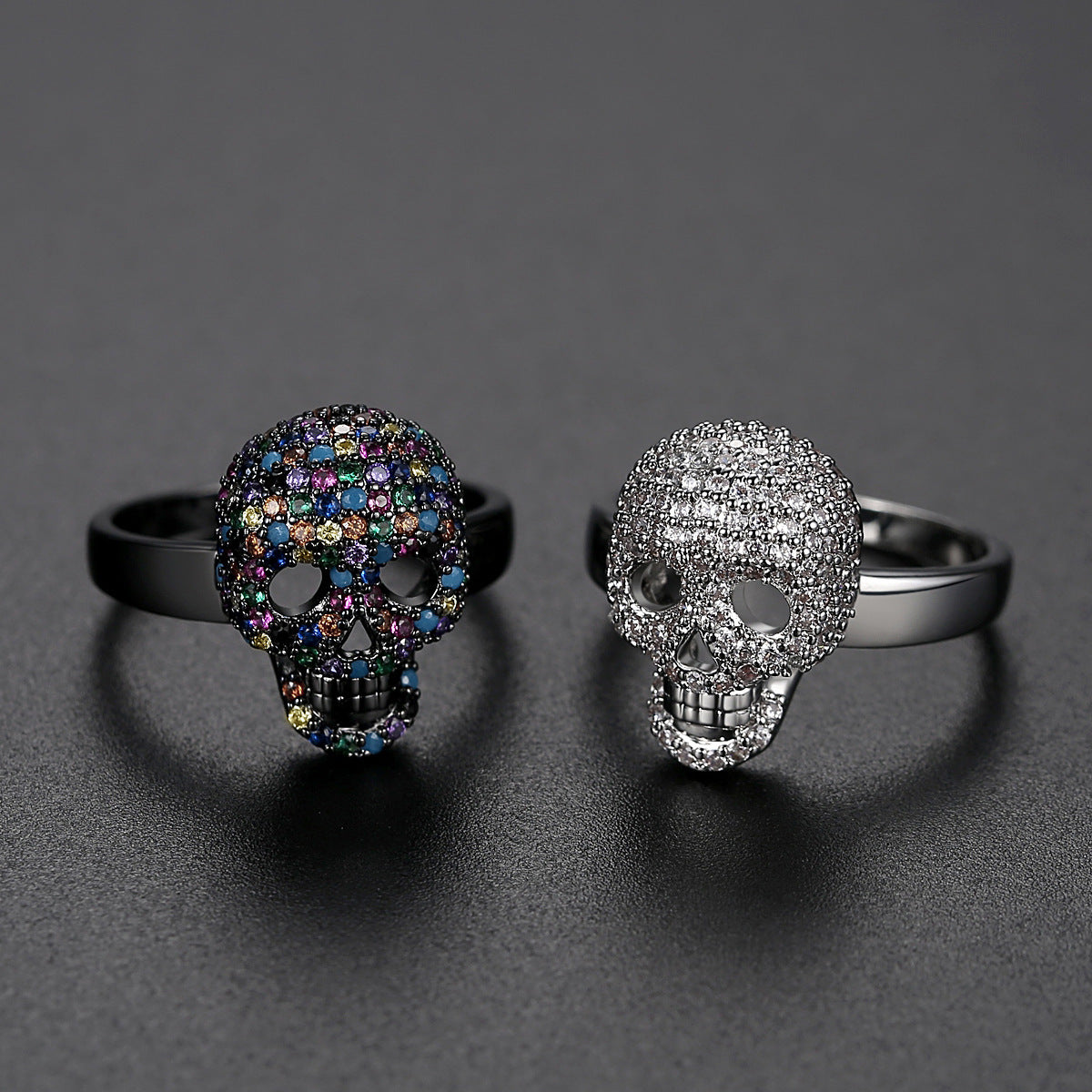 Popular Retro Exaggerated Skull Copper Zircon Hip Hop Men's Ring