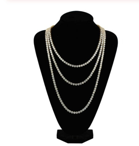 Zircon single row 4mm necklace Hip hop jewelry necklace Iinches