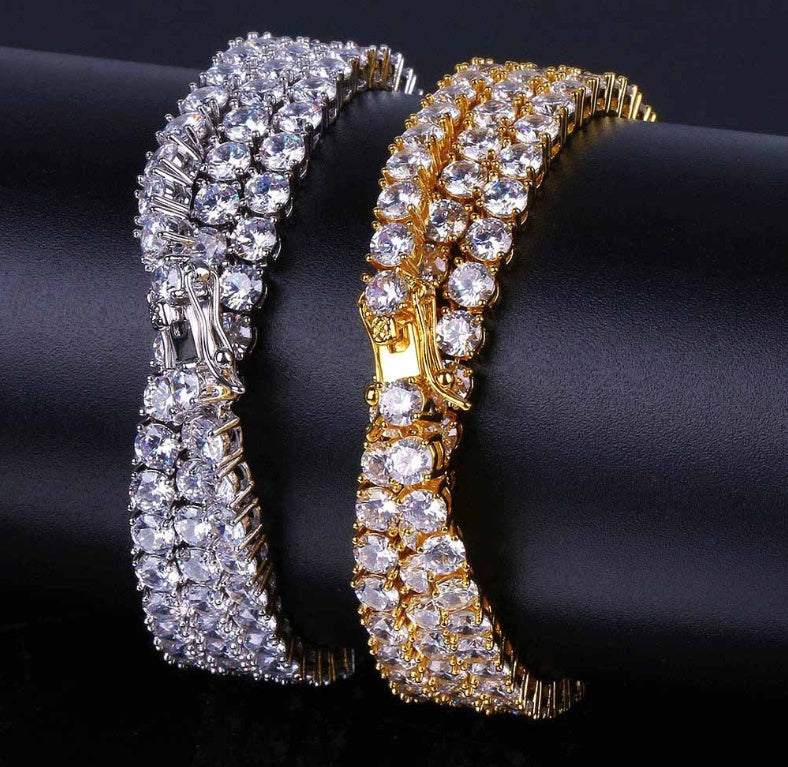 Zircon single row 4mm necklace Hip hop jewelry necklace Iinches