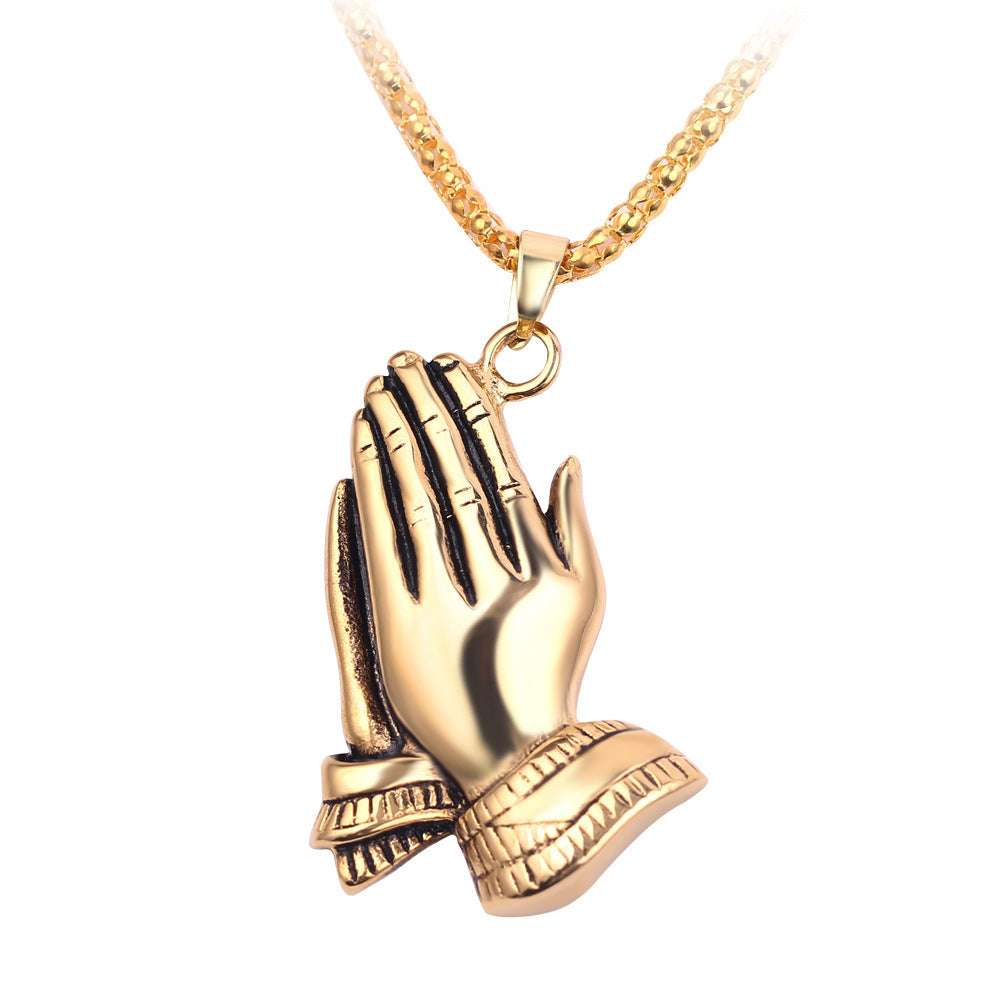 European and American street victory gesture hip hop necklace