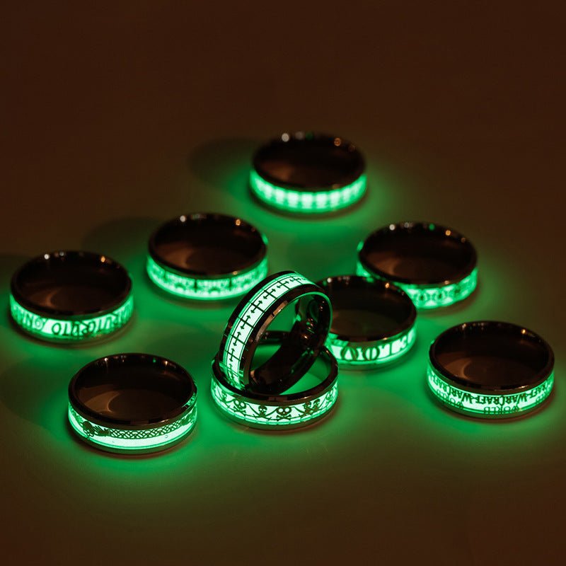 Luminous titanium steel ring