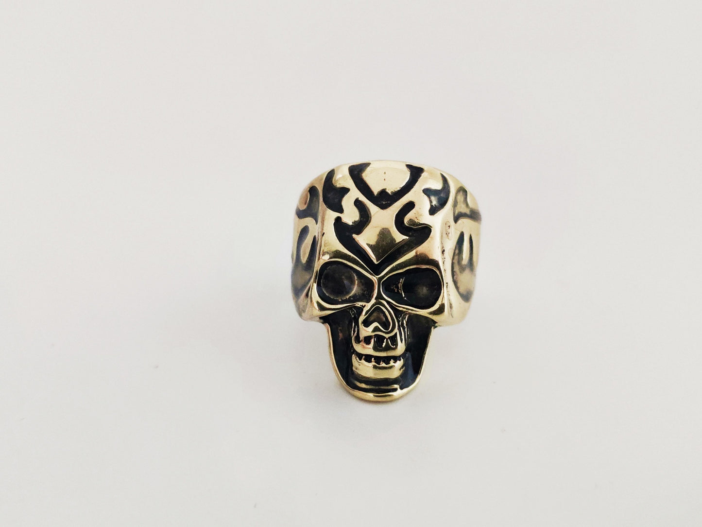 Retro flame skull luminous ring