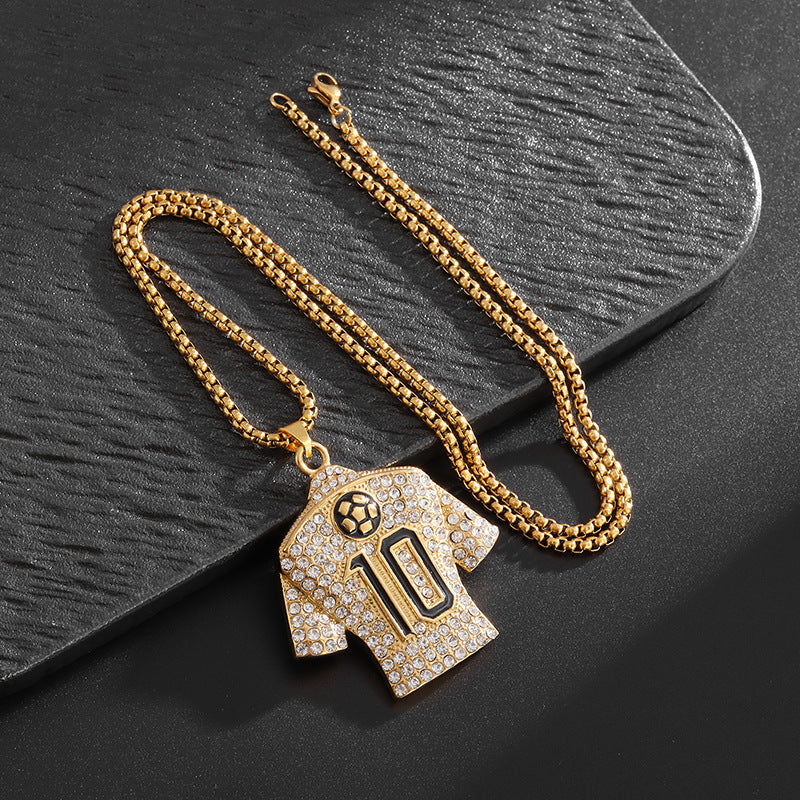 Men's Gold-plated Pendant Ornaments Hip Hop Football Necklace