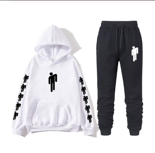 Hoodie print American singer Billie Eilish Hoodie men and women Harajuku hip hop Brilie Eilish sweatshirt set pants