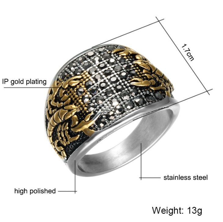 European and American personality stainless steel diamond men's ring hip hop ring