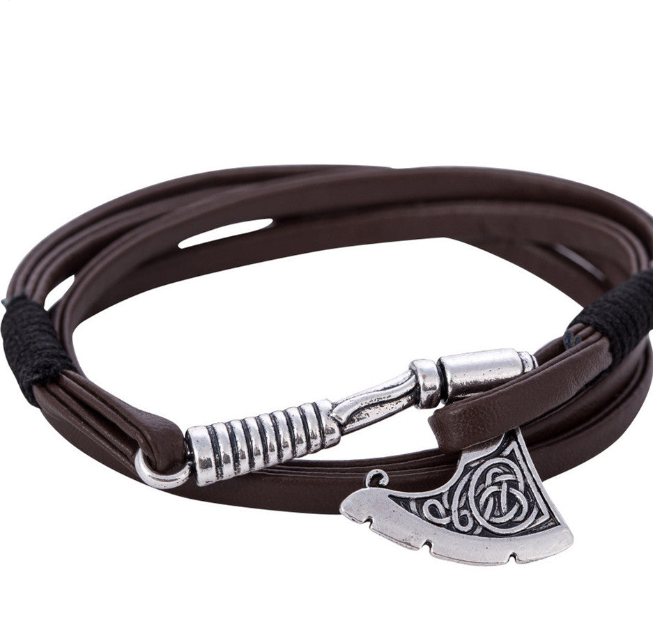 Viking Axe Leather Multilayer Bracelet