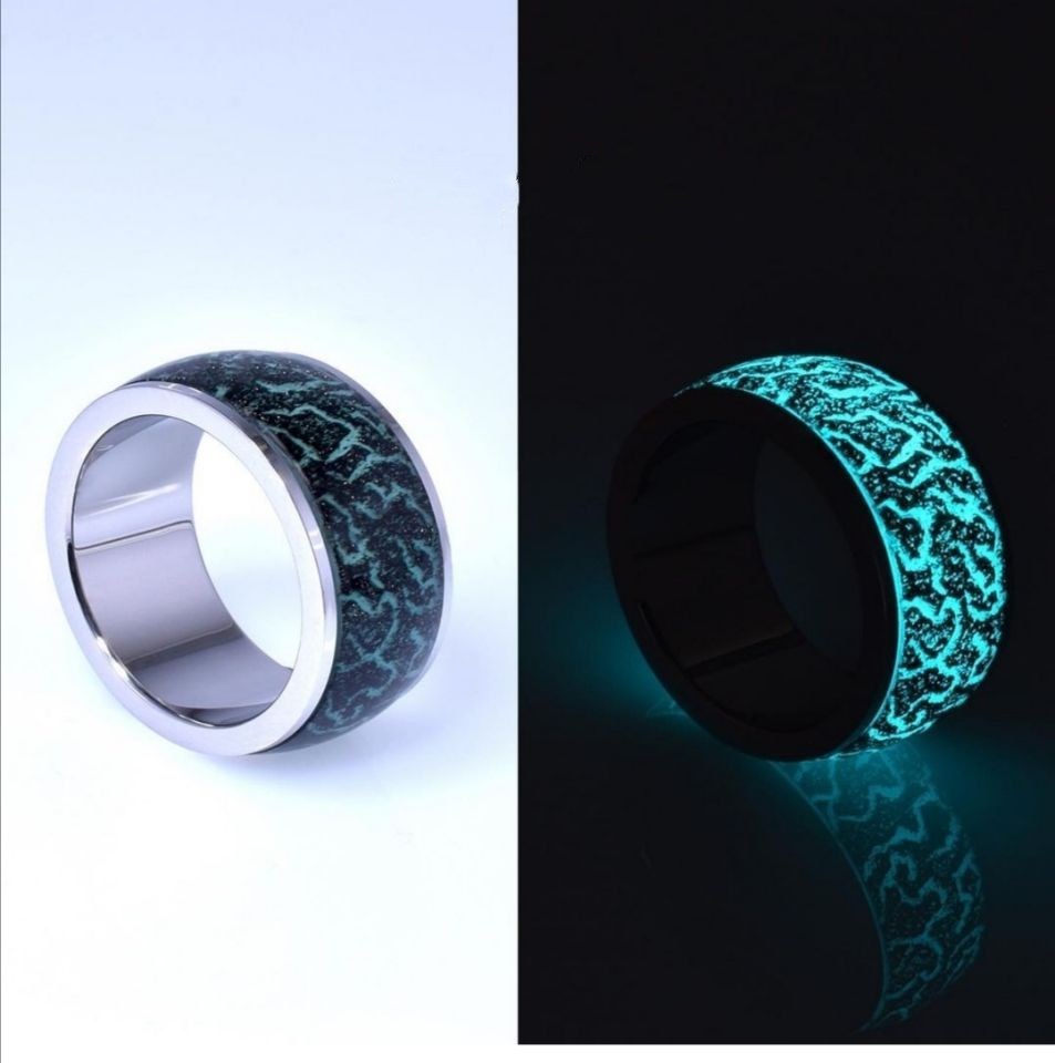 Luminous Explosion Pattern Stainless Steel and Luminous Resin Ring