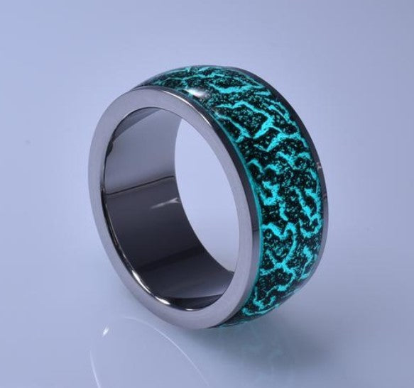 Luminous Explosion Pattern Stainless Steel and Luminous Resin Ring