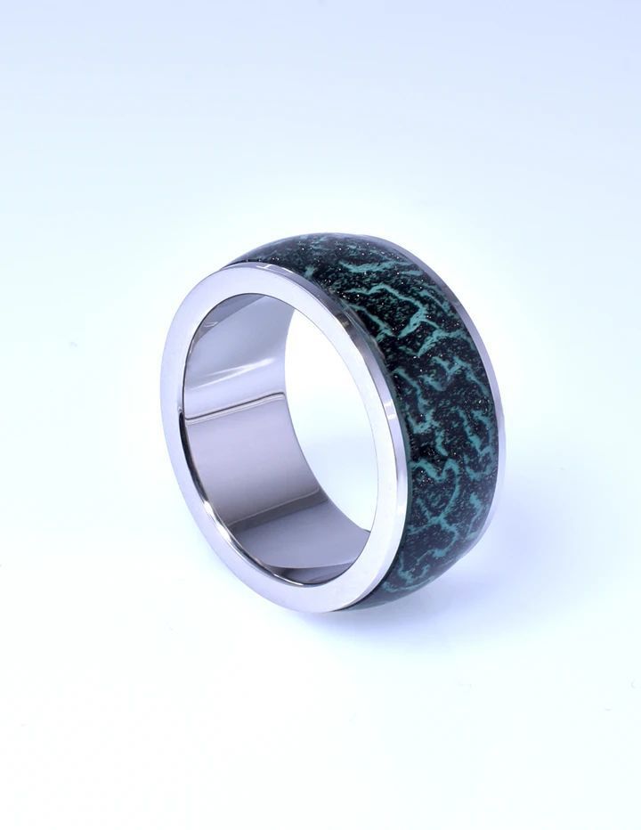 Luminous Explosion Pattern Stainless Steel and Luminous Resin Ring