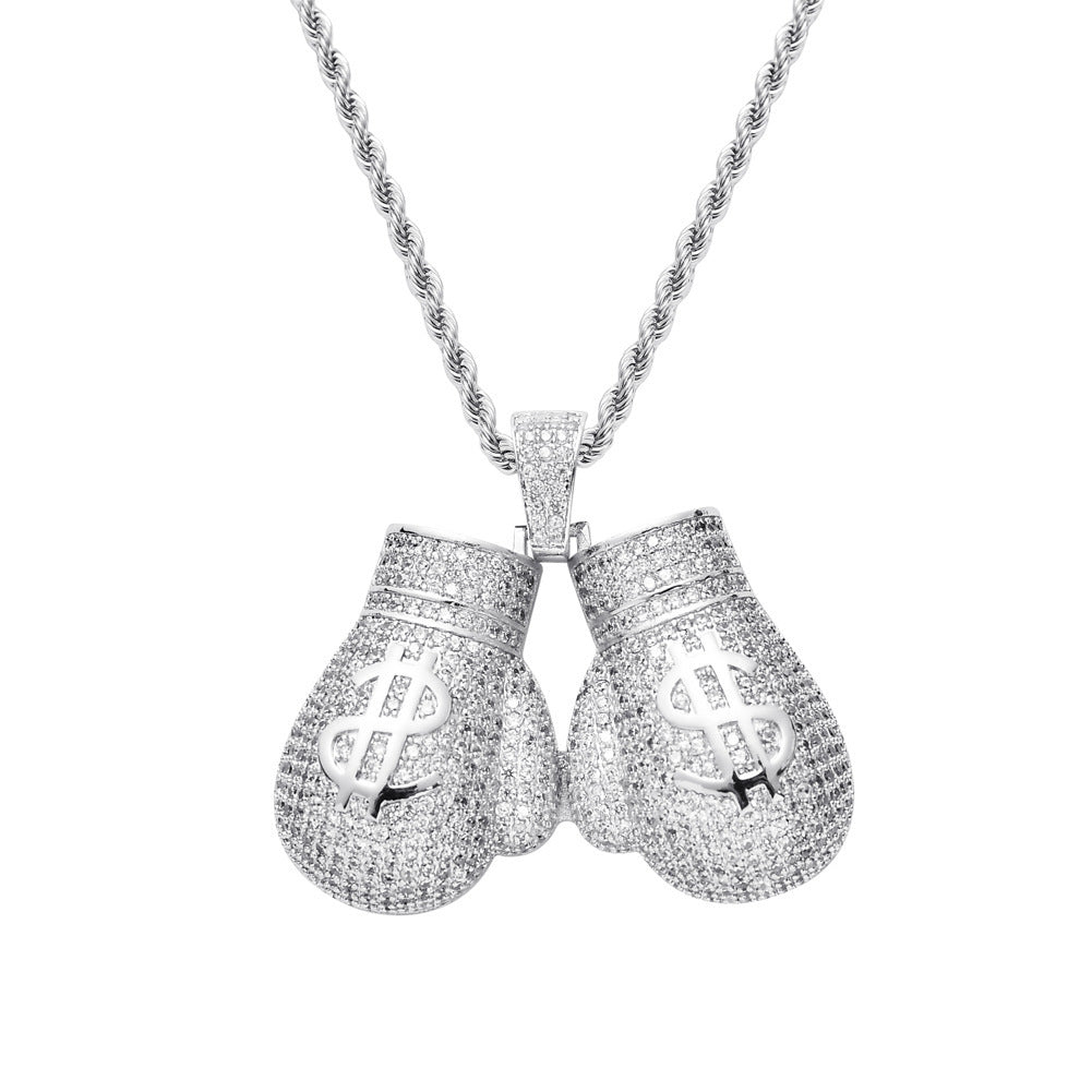 Hip Hop Jewelry Boxing Gloves Dollar Pendant