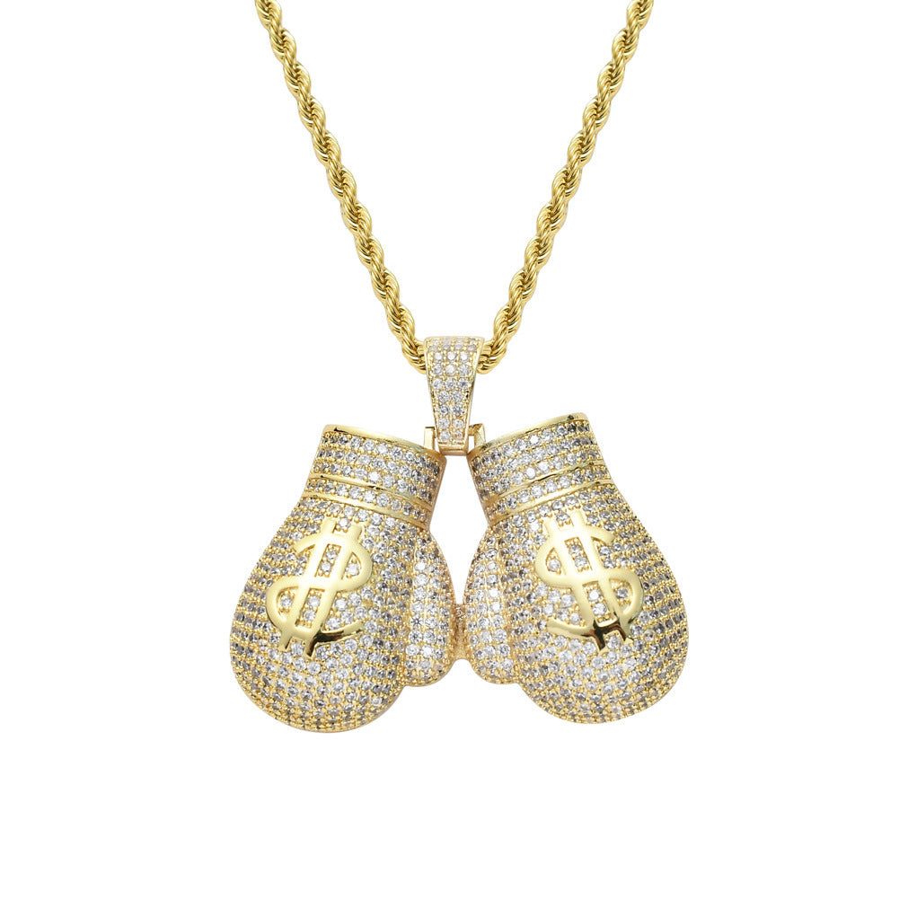 Hip Hop Jewelry Boxing Gloves Dollar Pendant