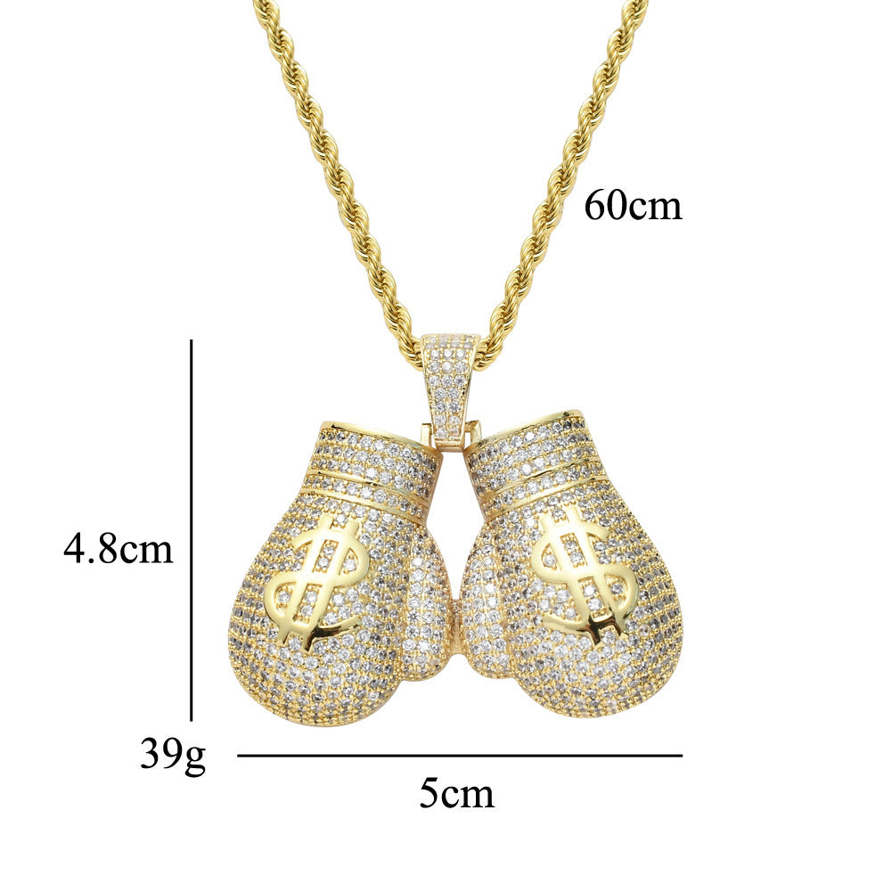 Hip Hop Jewelry Boxing Gloves Dollar Pendant