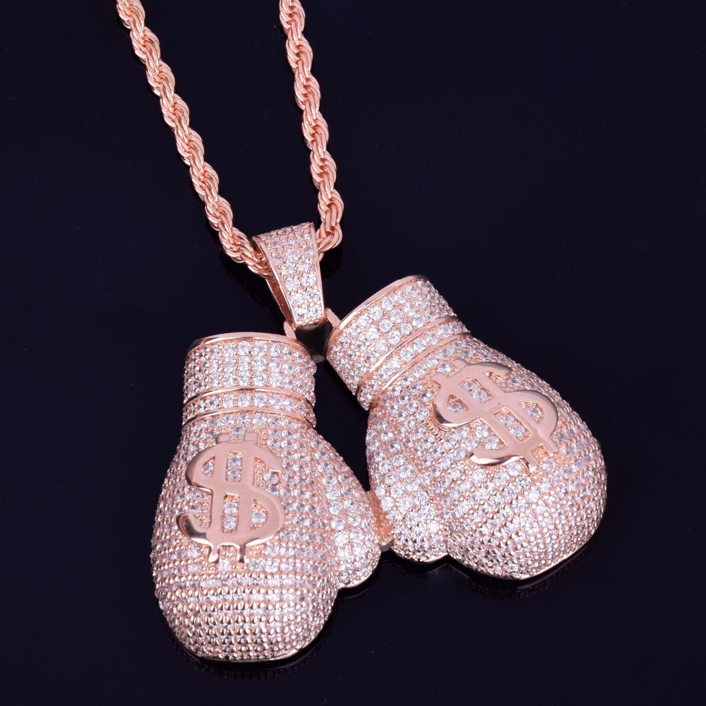 Hip Hop Jewelry Boxing Gloves Dollar Pendant