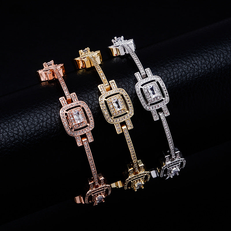 Full Zircon Hip-hop Personality Ladies Bracelet