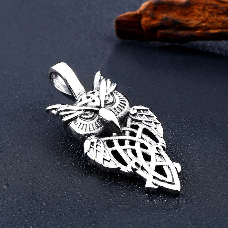 Stainless Steel Viking Owl Pendant