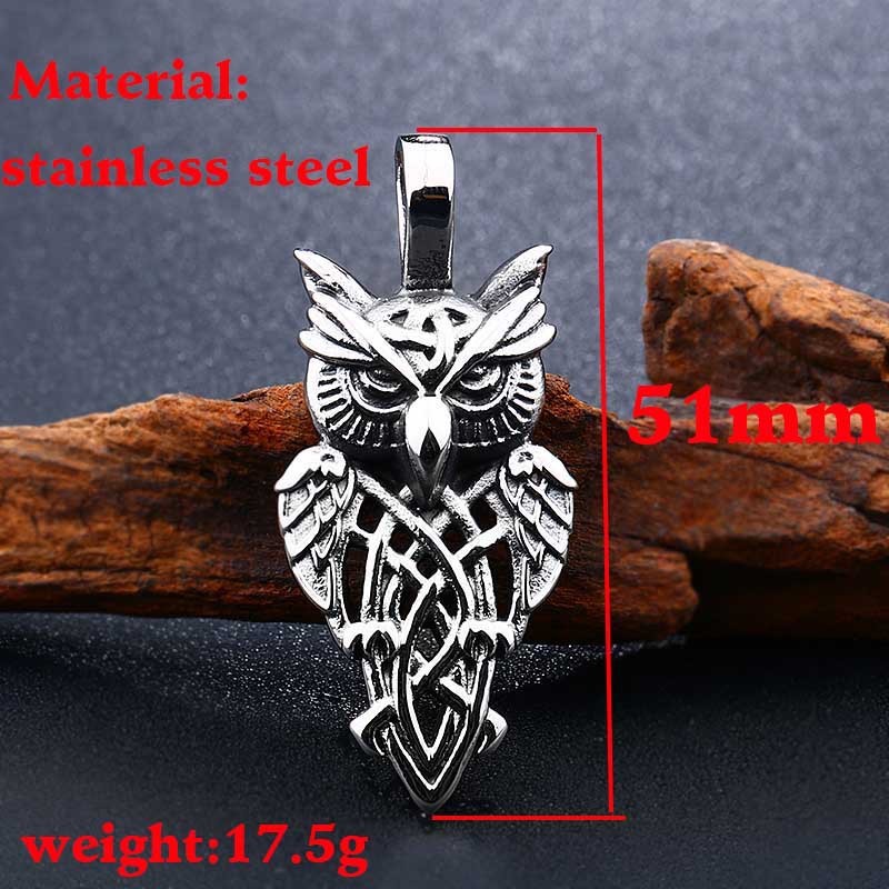 Stainless Steel Viking Owl Pendant