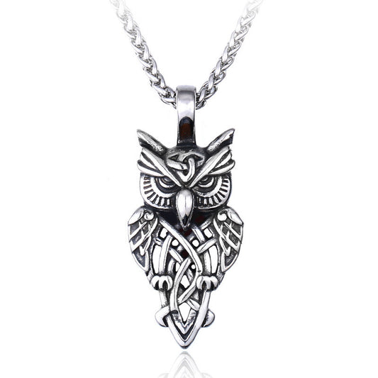 Stainless Steel Viking Owl Pendant