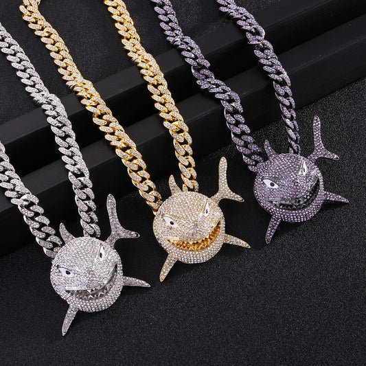 Pendant Micro-set Rhinestone Exaggerated Hip-hop Men's Necklace